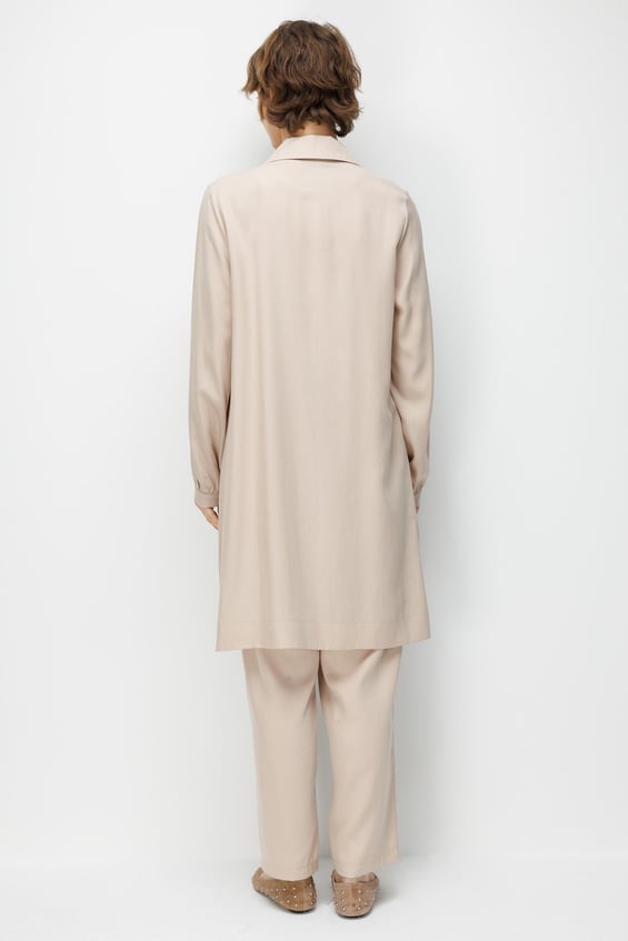 %100 Doğal LyoCELL Maxi Dökümlü Soft Kumaş Basen Örten Maxi Tunik Pantalon Kombin Takım-Taş