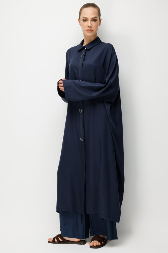 %100 LyoCell Özel Detay Garnili Maxi Tunik Kap-Laci