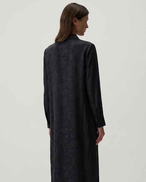 %85 LyoCELL Goldy Desenli Ara Kumaş Garnili Pantalon Maxi Tunik Kombin Takım.-Siyah