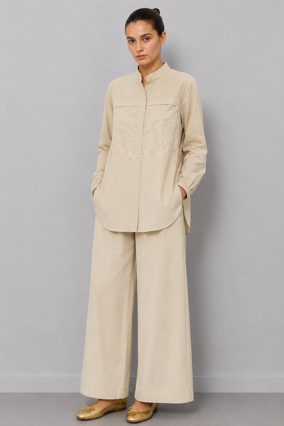 %85 LyoCELL Goldy Desenli Arabant Basen Örten Tunik Pantalon Kombin Takım-Taş