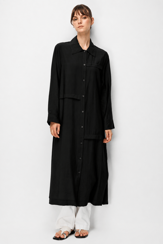 85% LyoCELL Goldy Kat Aller Detailed Sport Maxi Tunic - Black