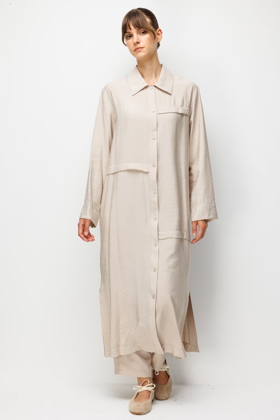 %85 LyoCELL Goldy Kat Aller Detaylı Spor Maxi TuniK-Taş