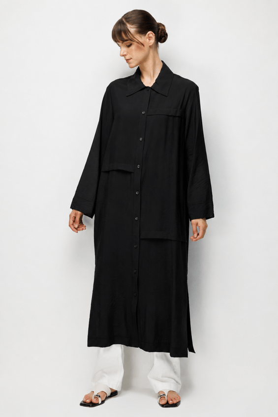 85% LyoCELL Goldy Kat Aller Detailed Sport Maxi Tunic - Black