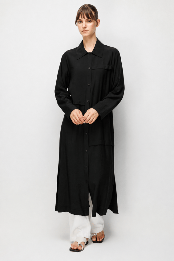 85% LyoCELL Goldy Kat Aller Detailed Sport Maxi Tunic - Black