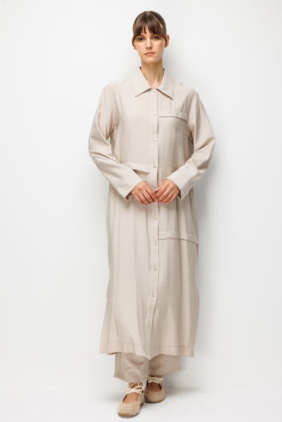 %85 LyoCELL Goldy Kat Aller Detaylı Spor Maxi TuniK-Taş