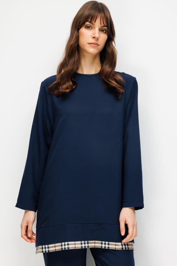 Ferra Garni zijden broek en tuniek set, lichtgewicht en comfortabel - marineblauw