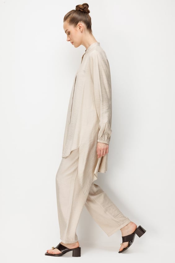 Goldy %85 LyoCELL Comfort Kalıp Zamansız Tunik-Pantolon Kombin Takım-Taş