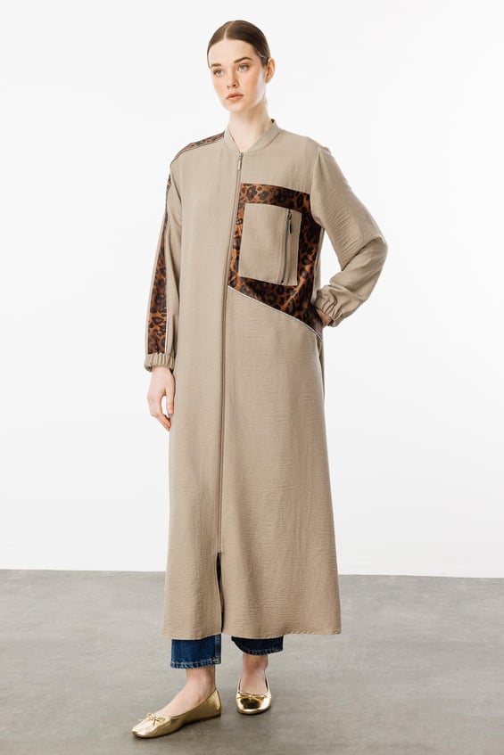 Zeitlose Leopard Draped Slim Sports Cap HT-Ipekce Ferace-Mink