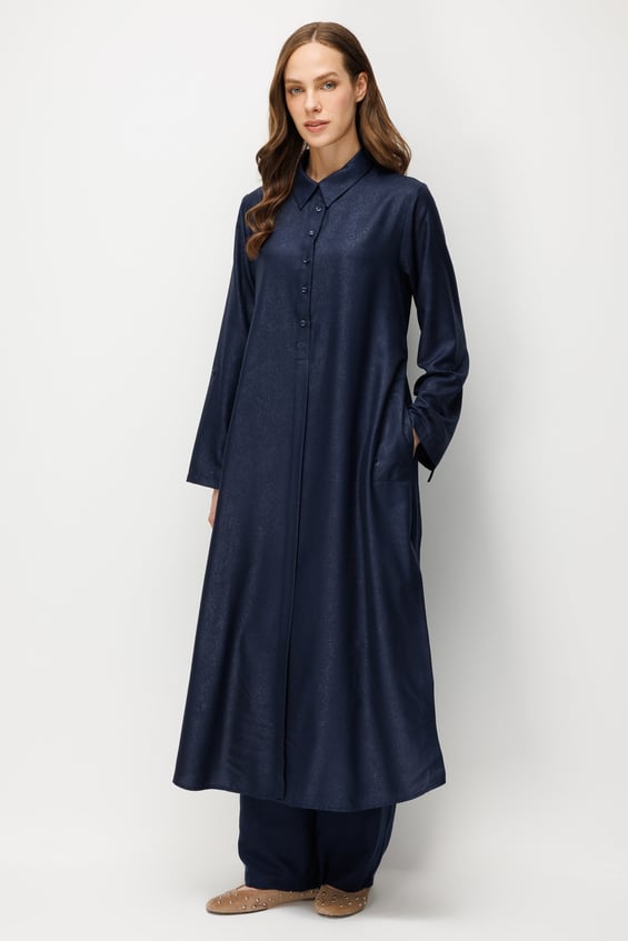 Kum Desen Maxi Tunik ve Pantalon Kombin Takım-Laci