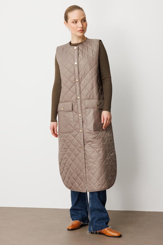 Micca Timeless (Yumşaq) Liflə Doldurulmuş Astarlı Jilet - Mink