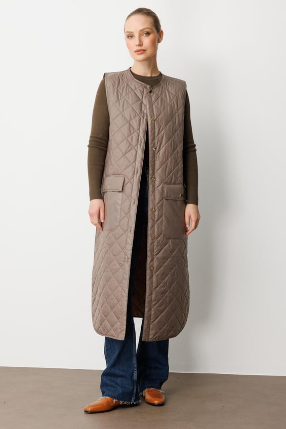 Micca Timeless (Yumşaq) Liflə Doldurulmuş Astarlı Jilet - Mink