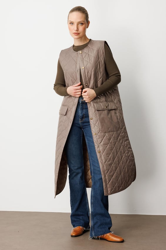 Micca Timeless (Yumşaq) Liflə Doldurulmuş Astarlı Jilet - Mink