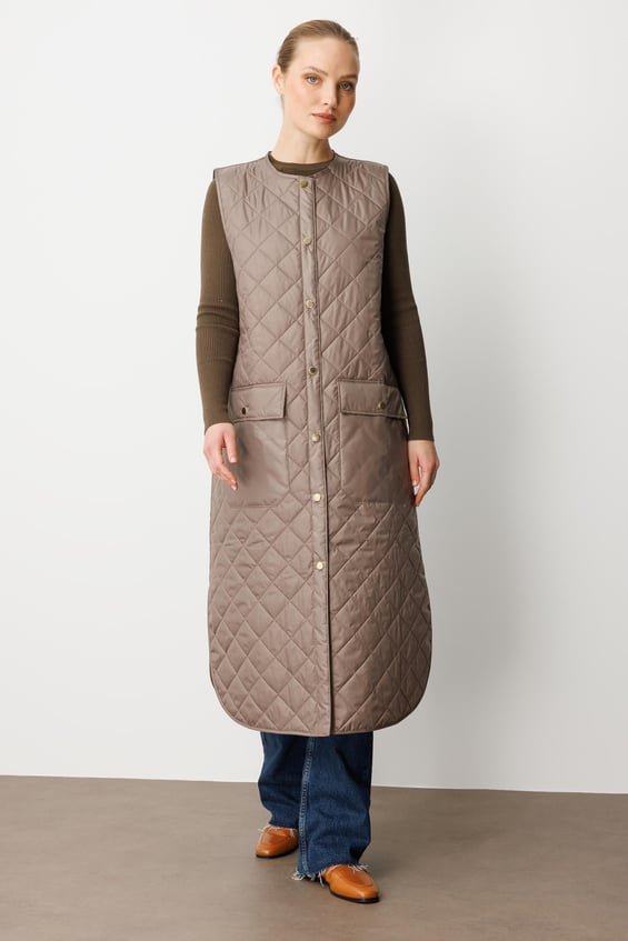 Micca Timeless (Yumşaq) Liflə Doldurulmuş Astarlı Jilet - Mink