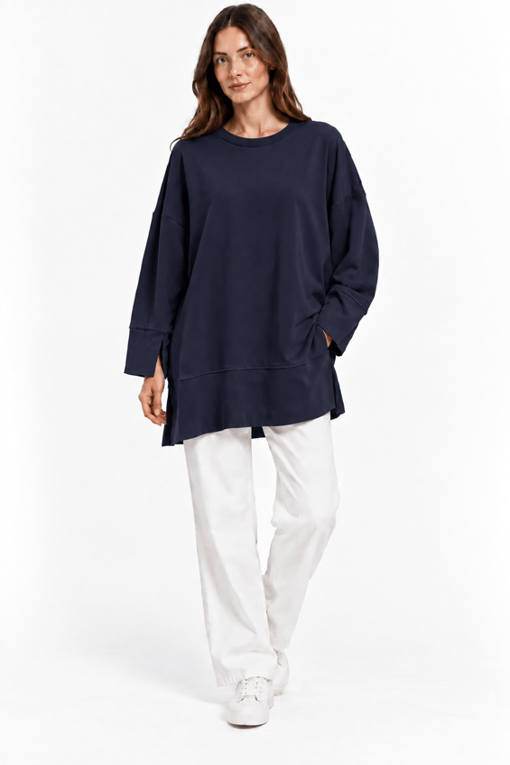 Örme Kol ve Yırtmaç Detaylı Tunik Sweatshirt-Laci