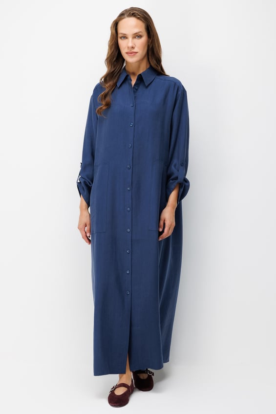 Premium Doğal Akıcı Kumaş Bsc Maxi Tunik Elbise-Laci