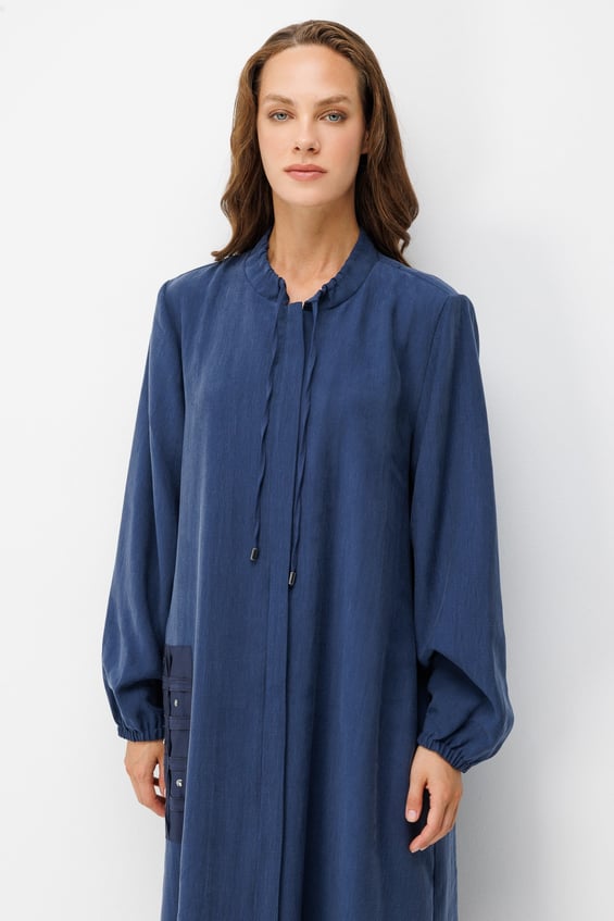 Premium Doğal Akıcı Kumaş Taş Detay Kap Ferace-Laci