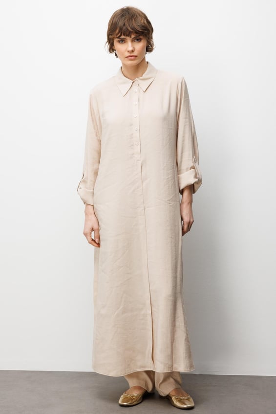 Set van zachte modal tuniek en broek - Crème