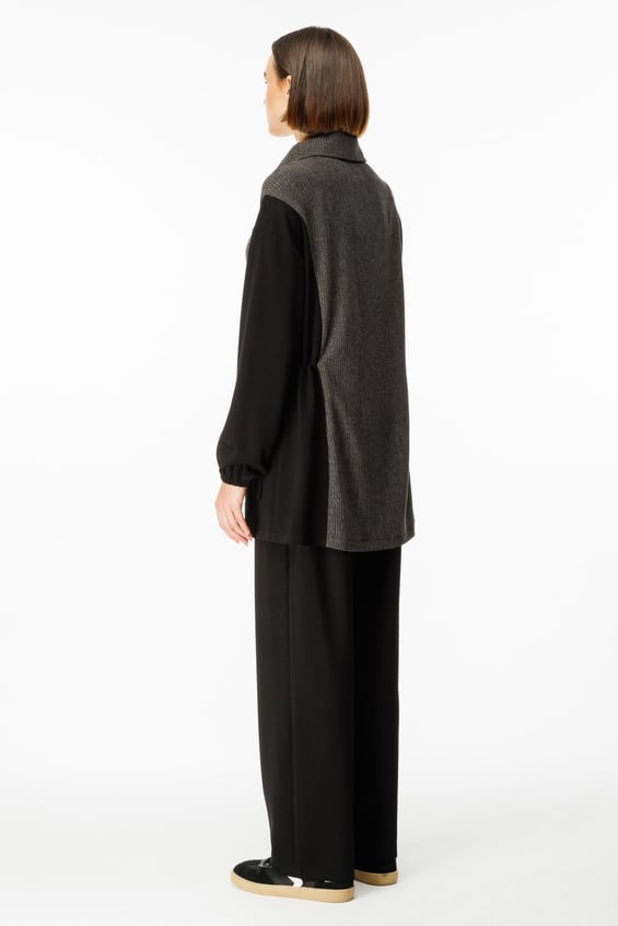 UK Özel Örme Garni ve Örme Pantalon Kombin Takım-Siyah
