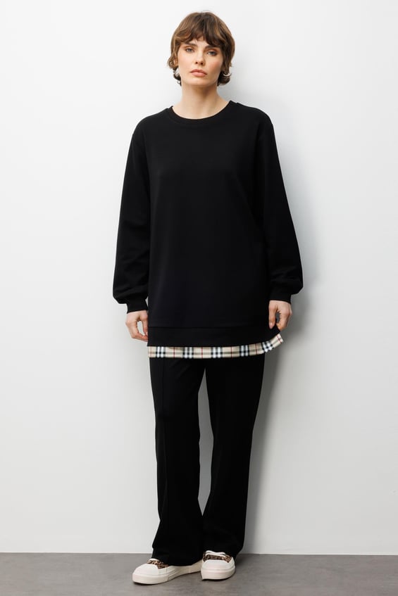 Uniq Garni Gebreide Broek Set met Details - Zwart