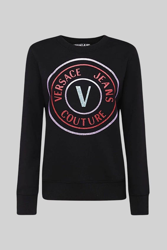 Versace Jeans Couture Kadın Uzun Kollu Logolu Sweatshirt Siyah 899