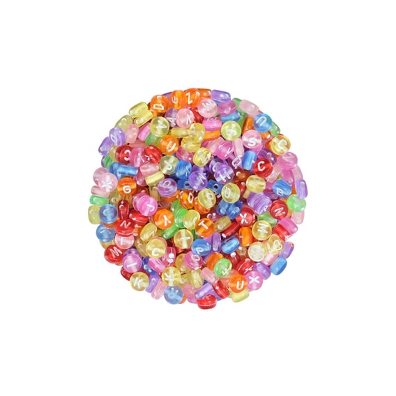 Plastik Yassı Harf Boncuk Karışık Renkli 1 kg