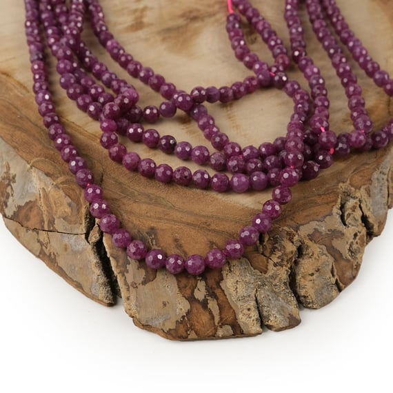 Yakut (Ruby) Taşı Fasetli Doğal Taş Dizisi 6 mm