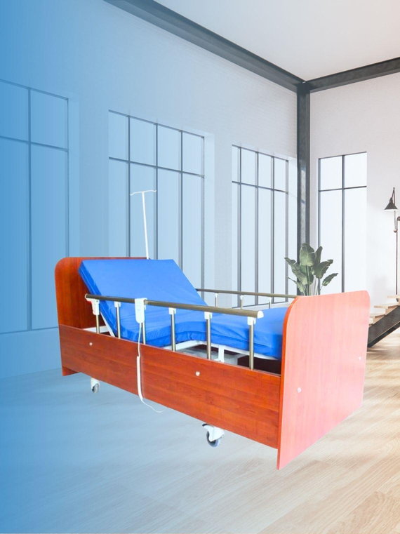 2 Motorlu Ev Tipi Ahşap  Hasta Karyolası