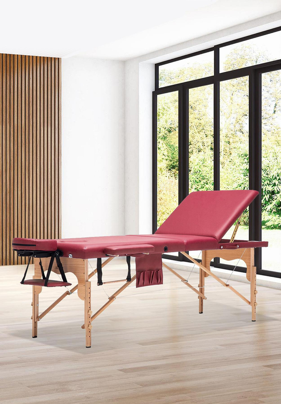 MAXİ Katlanabilir 3 Parçalı Ahşap Masaj Masası,
Çanta Tipi Masaj ve Tedavi Yatağı Bordo