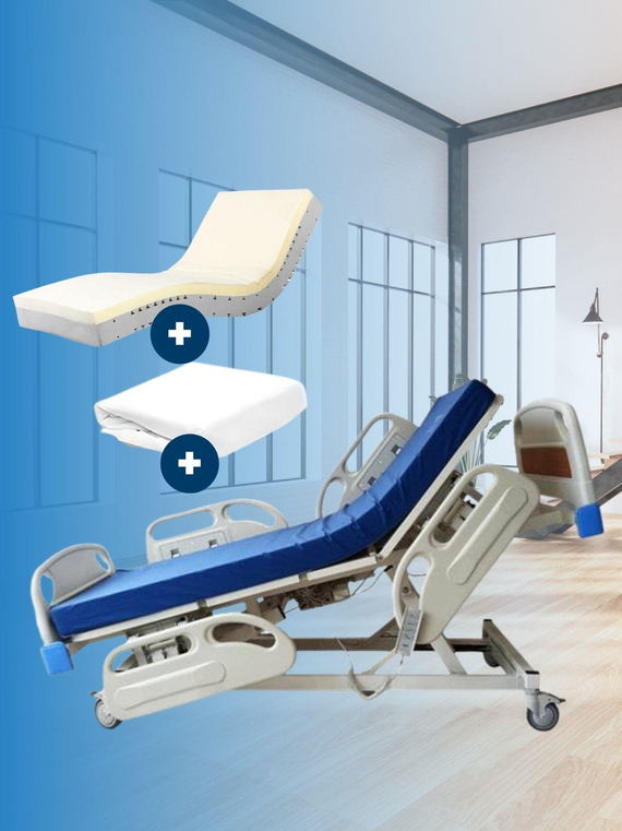 4 Motor Full Abs Patient Bed + 15 Cm Antibacterial Visco Mattress + Mattresses