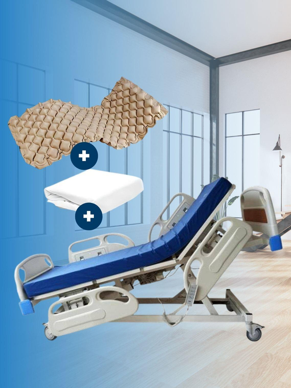4 Motorlu Hasta Karyolası Full Abs Asansörlü + Baklava Tipi Havalı Yatak + Alez