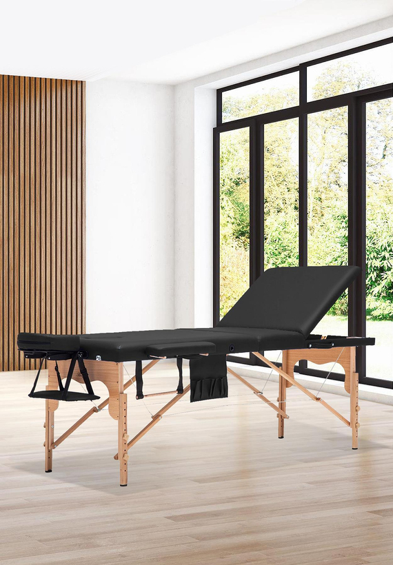 MAXİ Katlanabilir 3 Parçalı Ahşap Masaj Masası,
Çanta Tipi Masaj ve Tedavi Yatağı Siyah