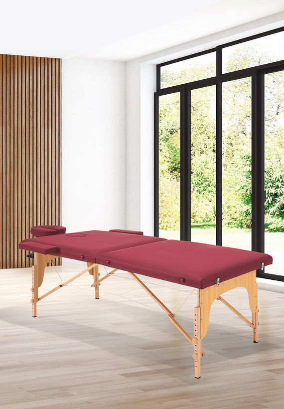 MAXİ Katlanabilir Ahşap Masaj Masası,
Çanta Tipi Masaj ve Tedavi Yatağı Bordo