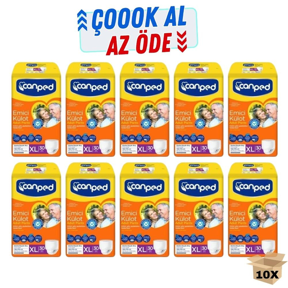Canped Tekstil Yüzeyli Emici Külot Hasta Bezi 30lu 10 Paket 300 Adet