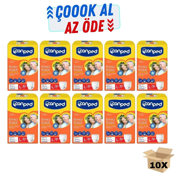 Canped Tekstil Yüzeyli Emici Külot Hasta Bezi 30lu 10 Paket 300 Adet