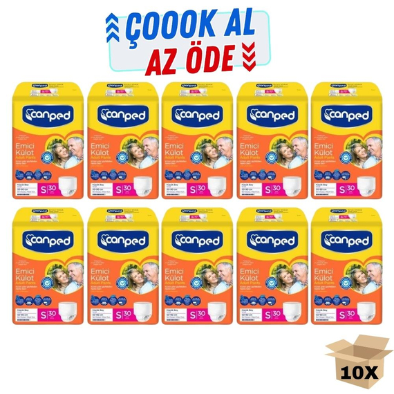 Canped Tekstil Yüzeyli Emici Külot Hasta Bezi 30lu 10 Paket 300 Adet