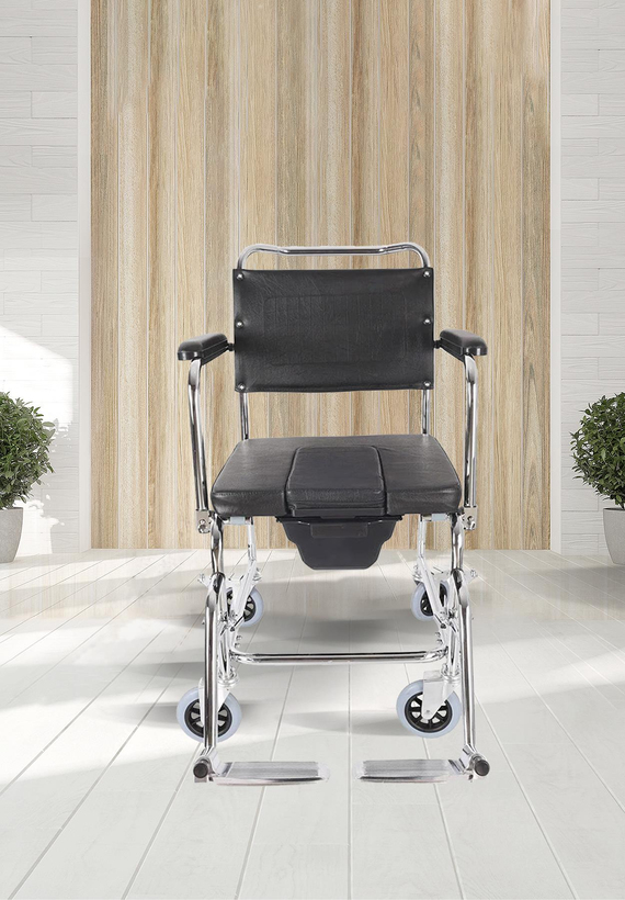 SDM Klozetli Tekerlekli Katlanır Sürgülü Deri Tekerlekli Tuvalet