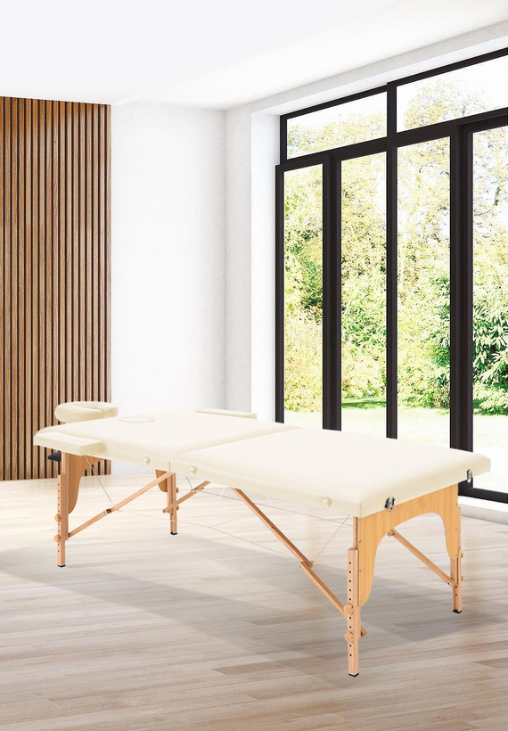 NillFlex Ahşap Çantalı İki Bölmeli Masaj Masası Beyaz