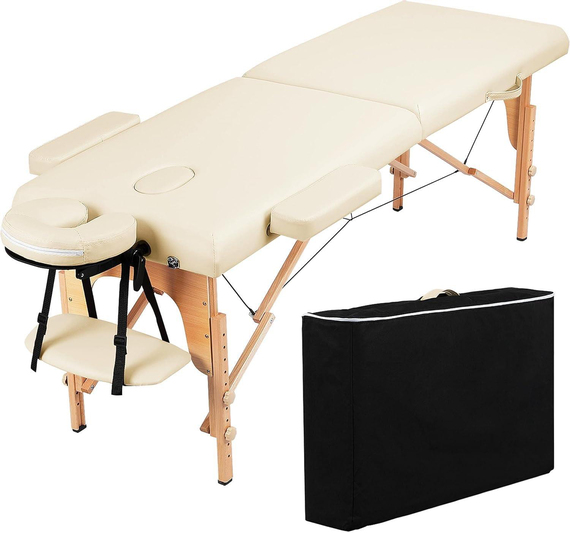 NillFlex Ahşap Çantalı İki Bölmeli Beyaz Masaj Masası