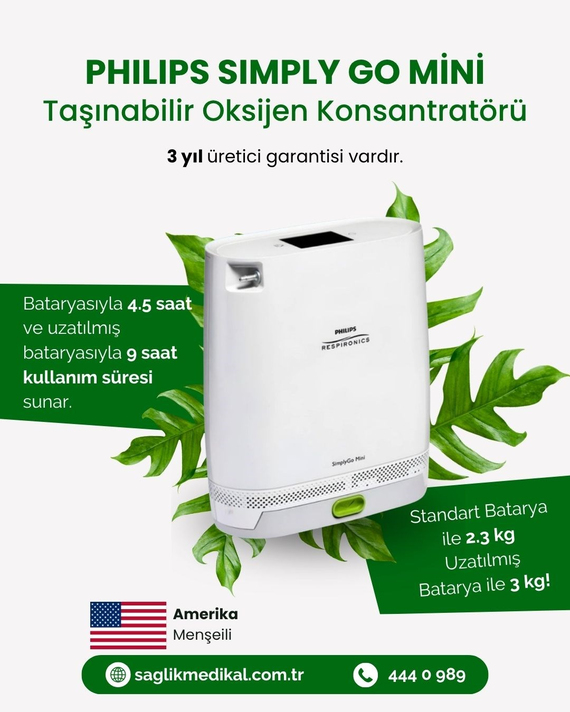 Philips SimplyGo Mini Çift Bataryalı Taşınabilir Oksijen Konsantratörü