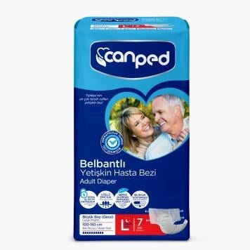 Canped Tekstil Yüzeyli Belbantlı Gece Yetişkin Hasta Bezi 7'Lİ