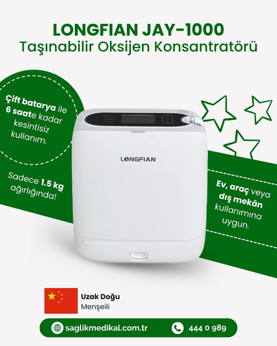 Longfian JY-100P Taşınabilir Oksijen Konsantratörü