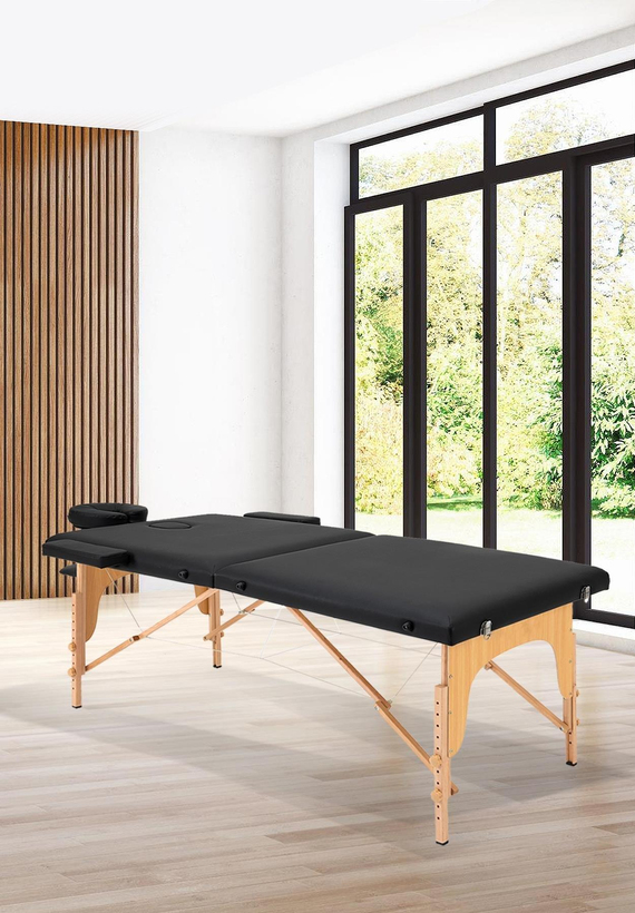 NillFlex Ahşap Çantalı İki Bölmeli Masaj Masası Beyaz