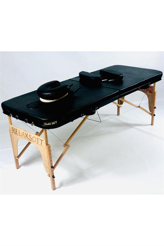 NillFlex Ahşap Çantalı İki Bölmeli Masaj Masası Beyaz