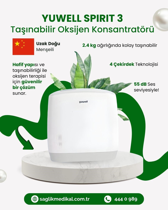 YUWELL Spirit-3 Taşınabilir Oksijen Cihazı
