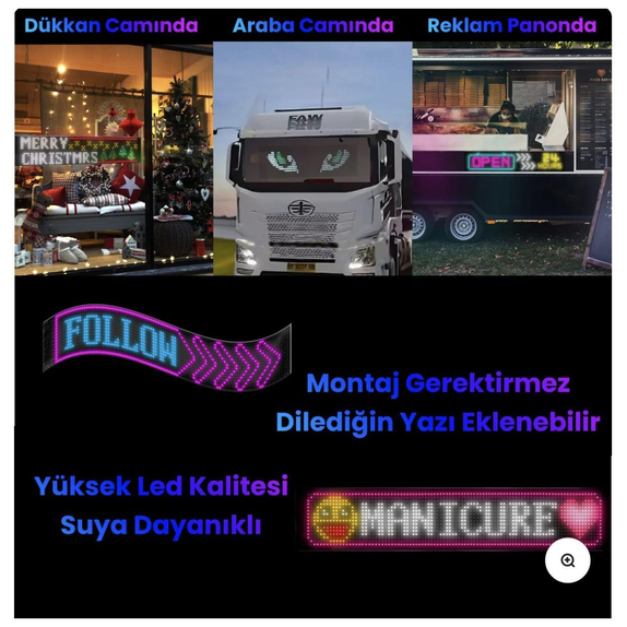 Kişiselleştirilebilir Matrix Car LED Ekran (90x19cm)