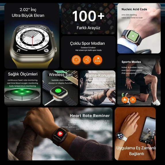 Watch 9 Watch Ultra 10 Kordonlu Akıllı Saat