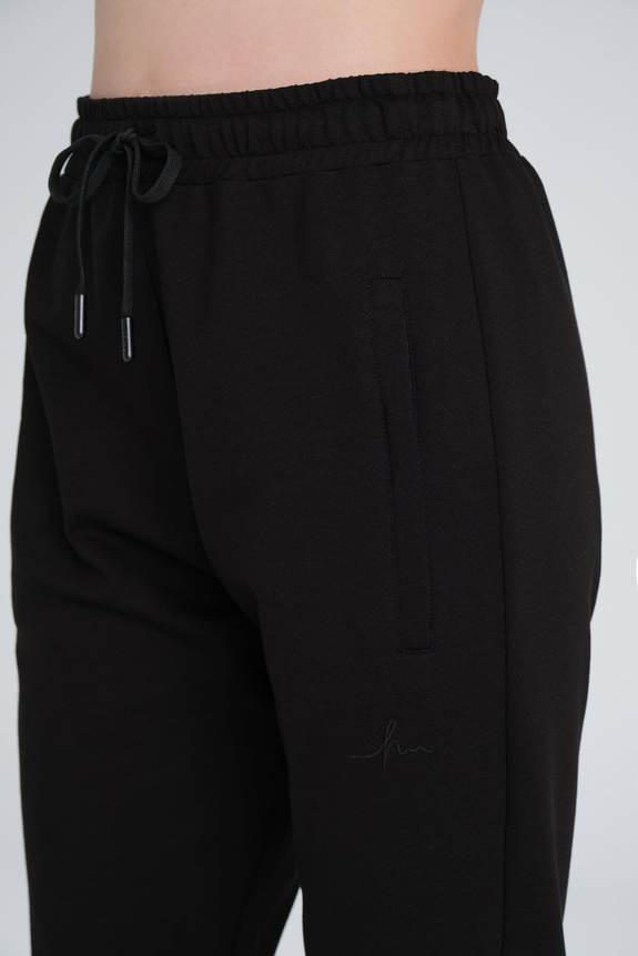 HaşemaHaşema Active Pamuklu Boru Paça Siyah Spor Pantolonu Eşofman Altı