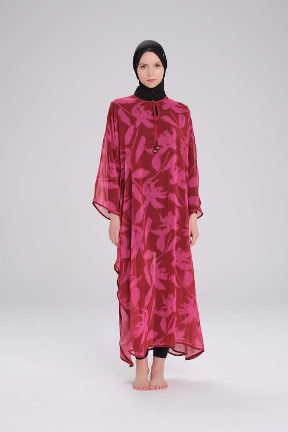 HaşemaHaşema Desenli Bordo Uzun Pareo 4092