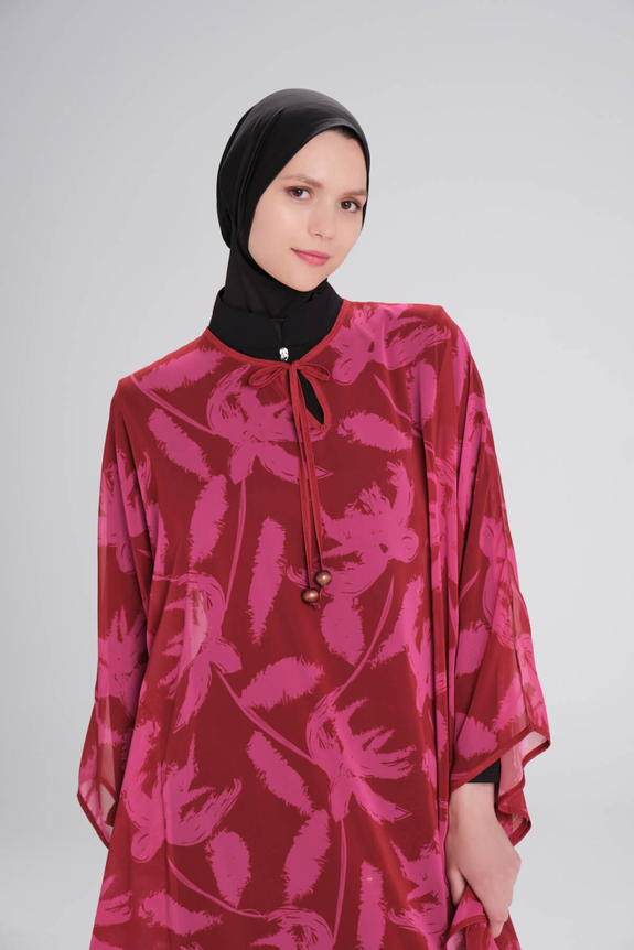 HaşemaHaşema Desenli Bordo Uzun Pareo 4092