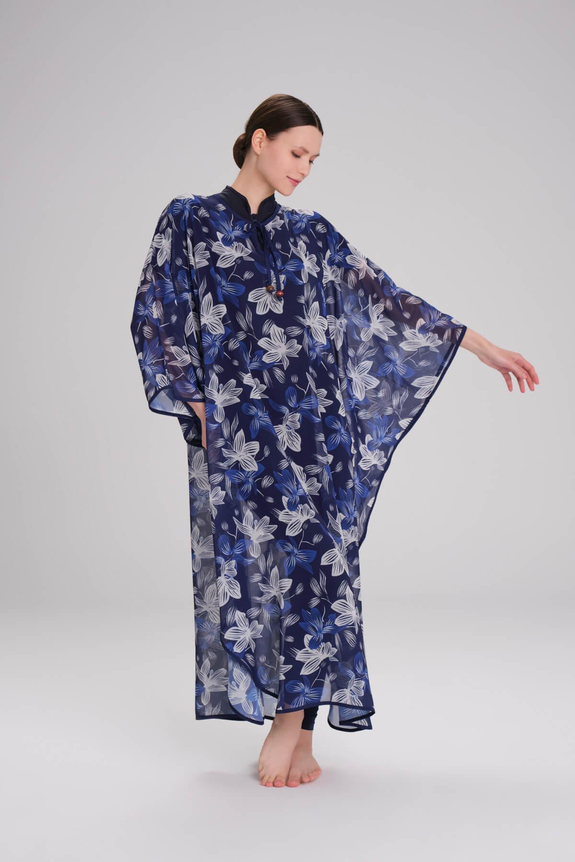 HaşemaHaşema Desenli Mavi Uzun Pareo 4089